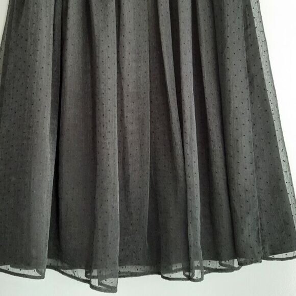BANANA REPUBLIC Midi Skirt Elastic Waist Pull-On Layered Mesh Swiss Dot Sz S - Picture 3 of 8